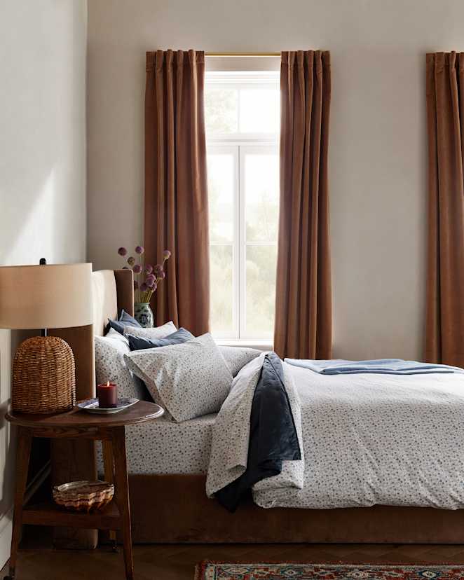 Blue Florette Organic Crisp Percale Floral Duvet Cover