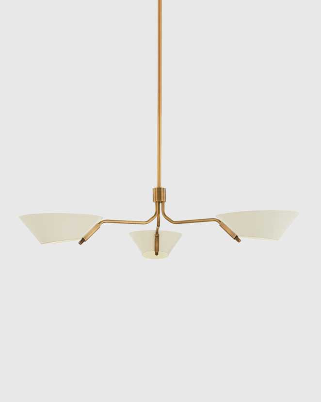 Sand Mid-Century Armed Iron Chandelier