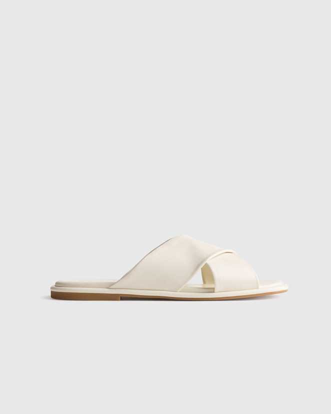 Bone Italian Leather Crossover Slide
