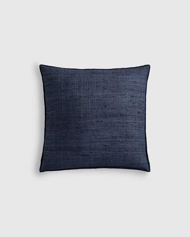True Navy Raw Silk Textured Pillow Cover