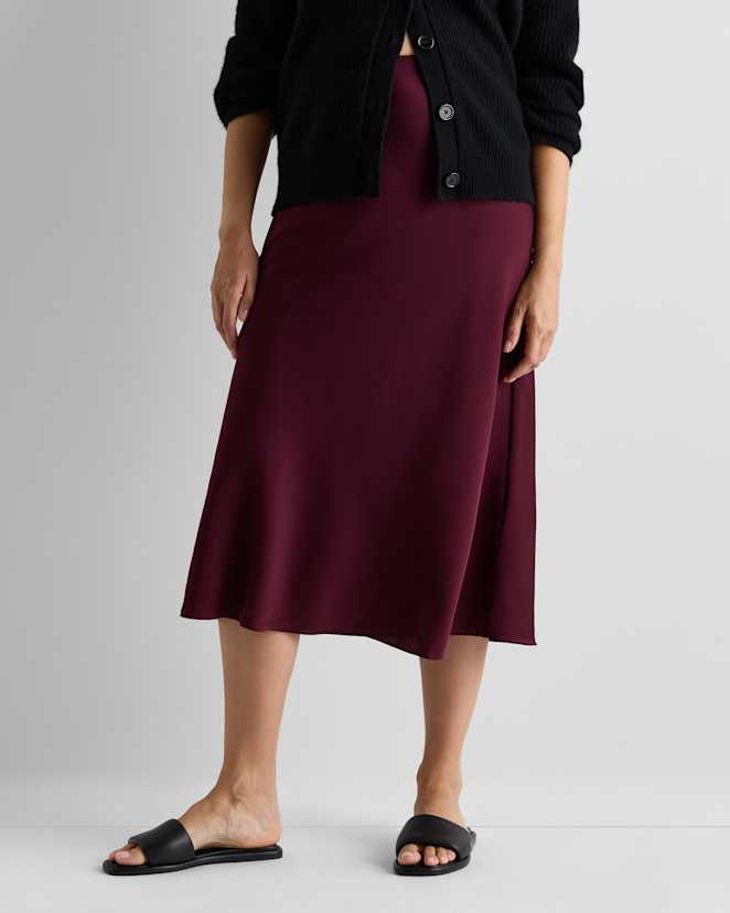 Wine Tasting Red Washable Stretch Silk Maternity Skirt