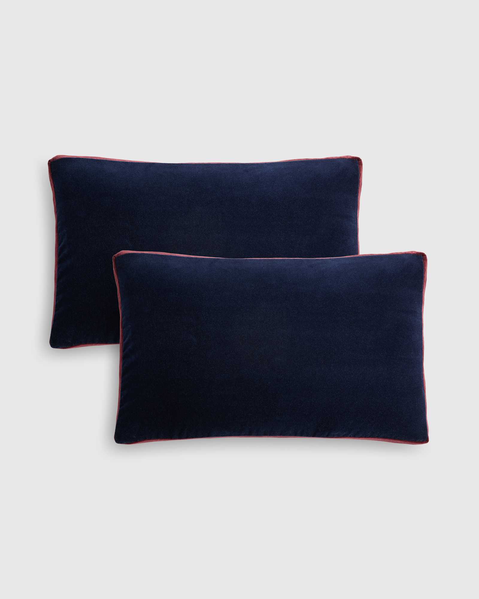 Navy/Bordeaux Contrast Velvet Edge Pillow Cover (Set of 2)