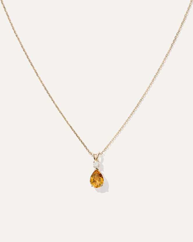 Yellow Gold 14K Gold Diamond & Semi-Precious Gemstone Drop Necklace