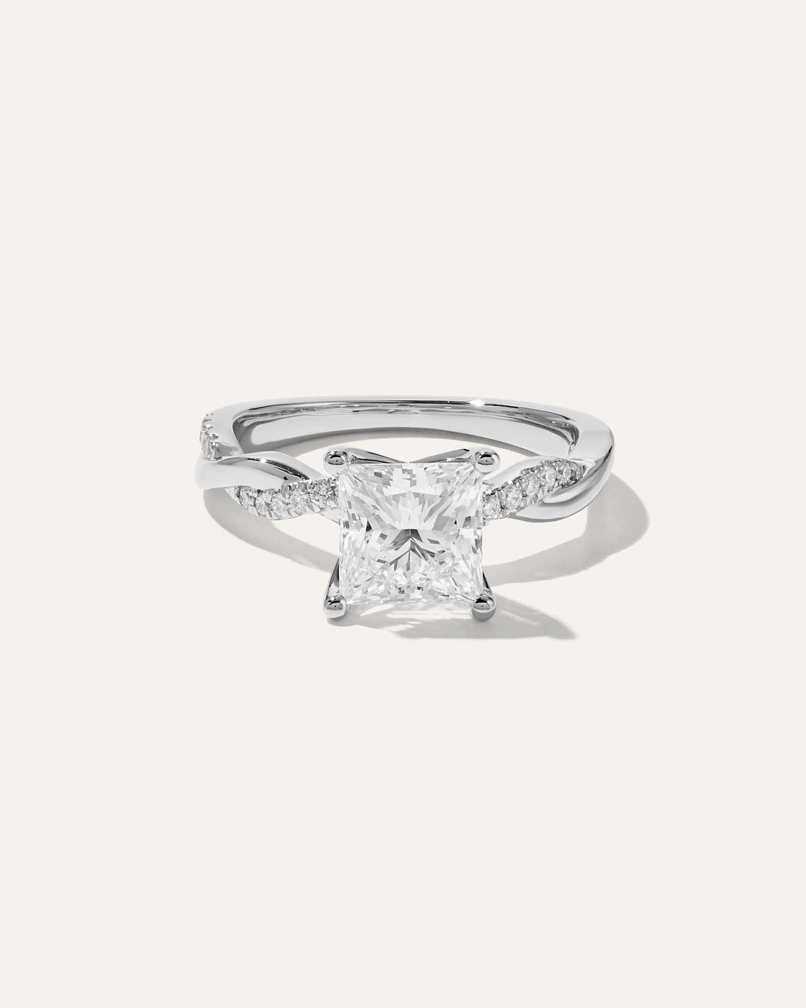 Platinum Lab Grown Diamond Princess Twisted Engagement Ring - 2ct