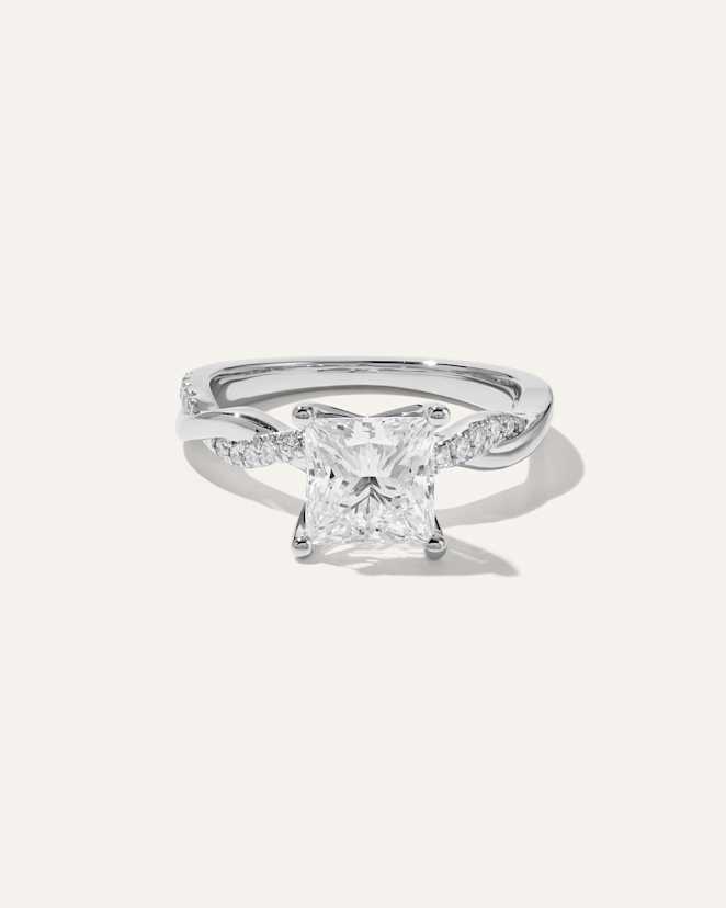 Platinum Lab Grown Diamond Princess Twisted Engagement Ring - 2ct