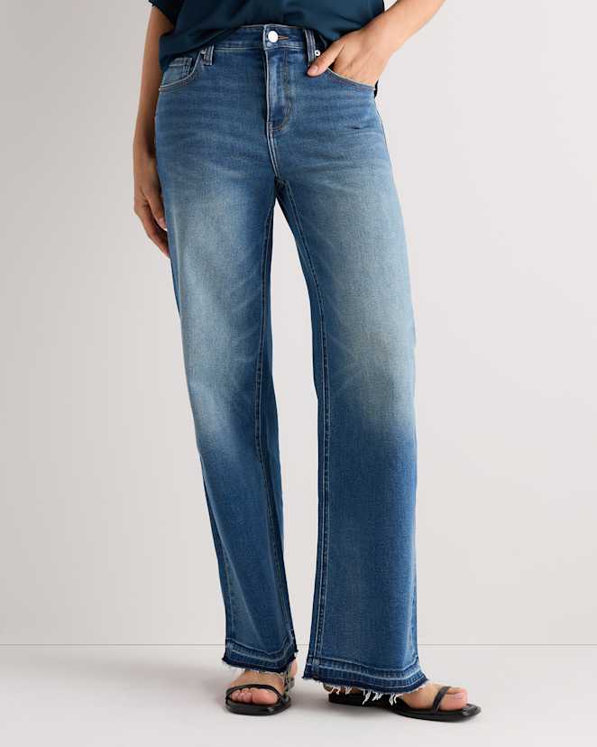 Vintage Blue Released Hem Bella Stretch Wide Leg Jeans