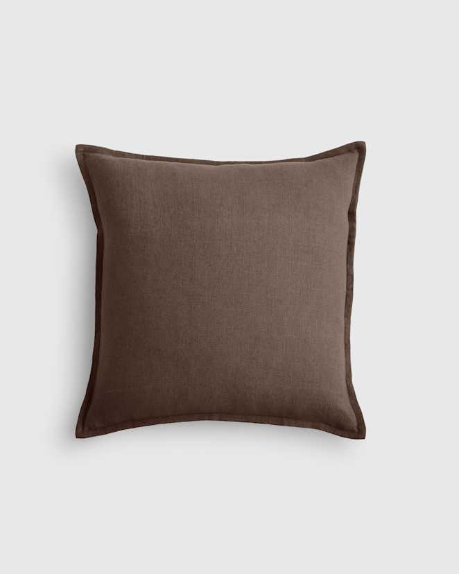 Espresso Housse de coussin en lin européen à bordure
