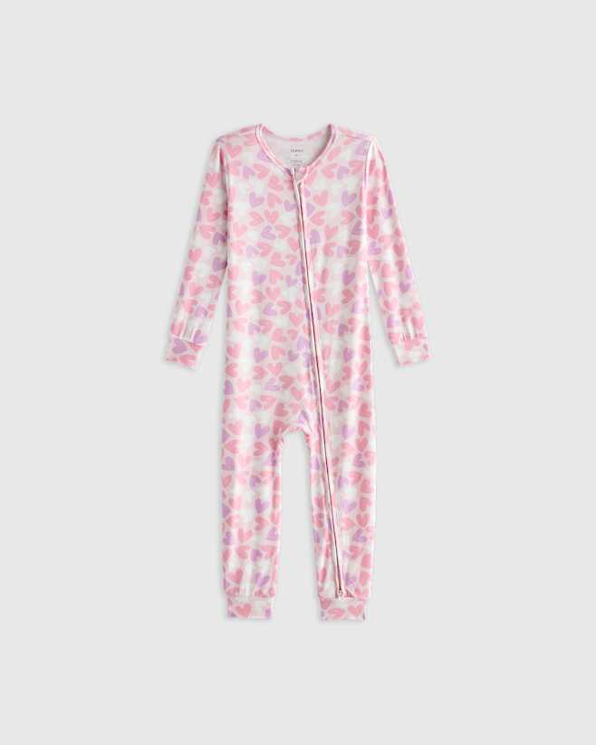 Lavender Hearts Bamboo One Piece Pajama