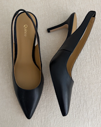 Italian Leather Slingback 75mm Heel - PDP Video Thumbnail (Black, 4x5)