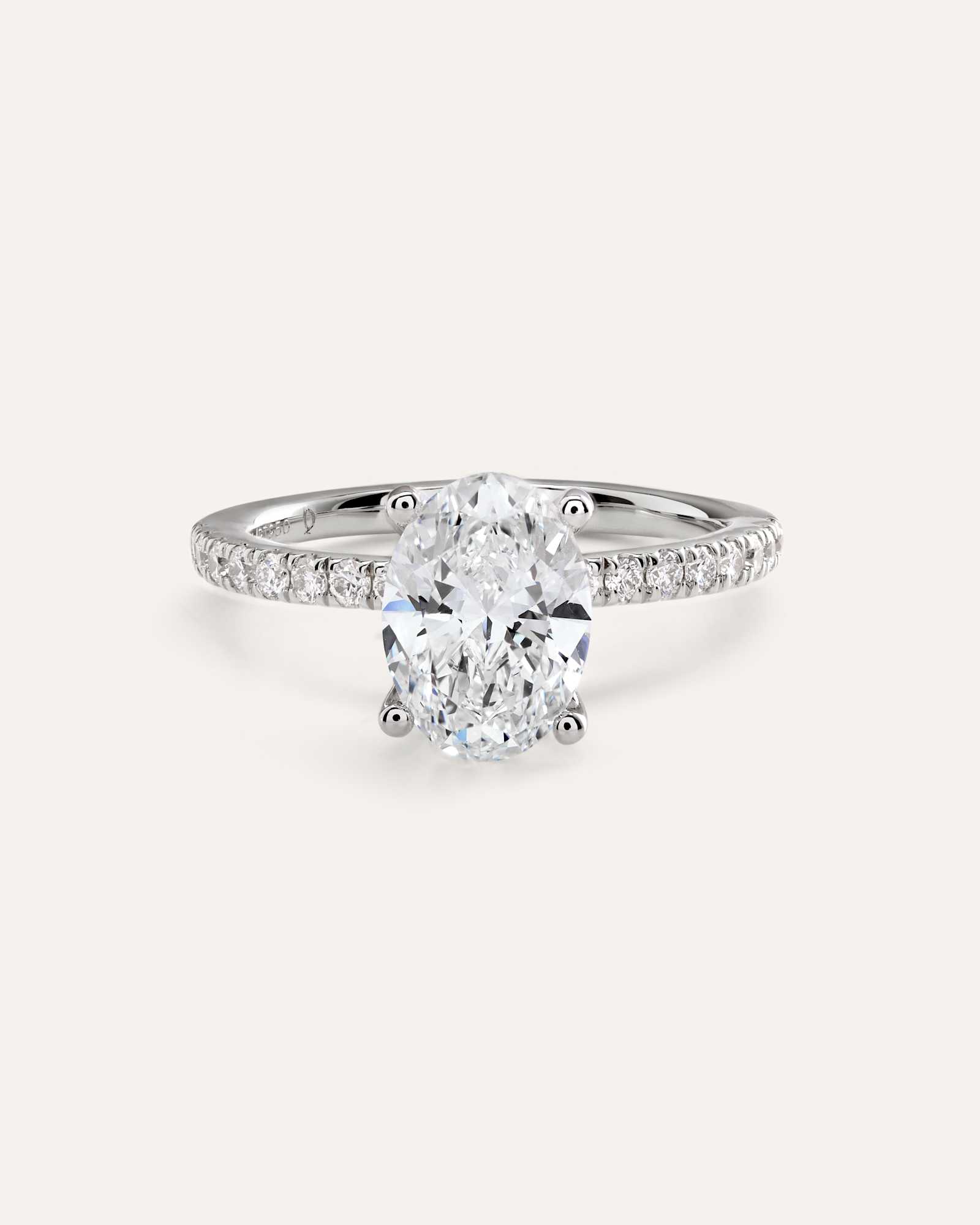 Platinum Lab Grown Diamond Oval Petite Pave Engagement Ring - 2.5ct