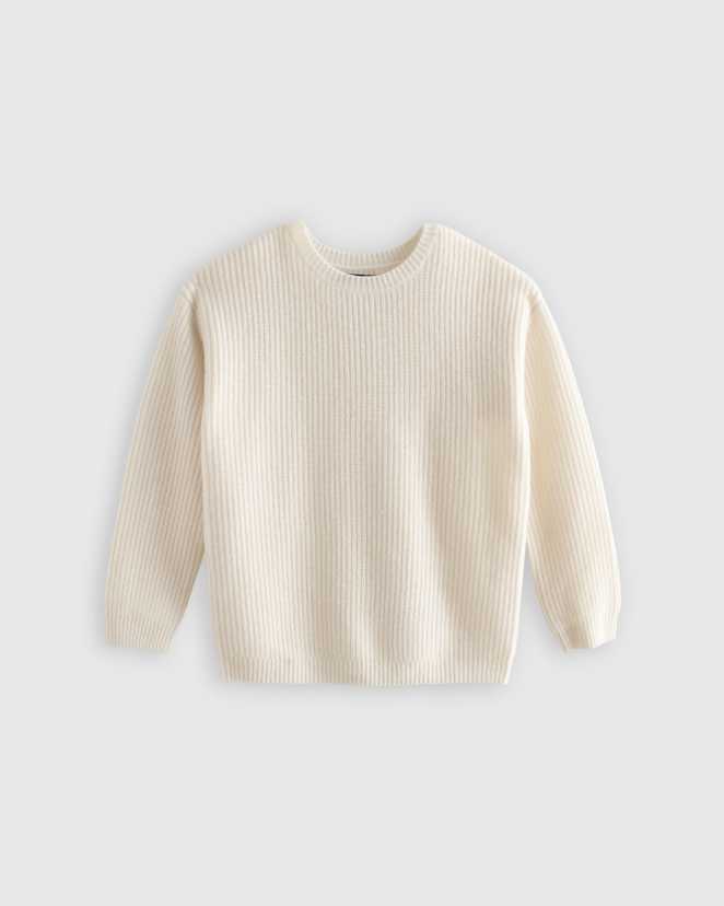 Ivory Washable Cashmere Fisherman Tunic Sweater