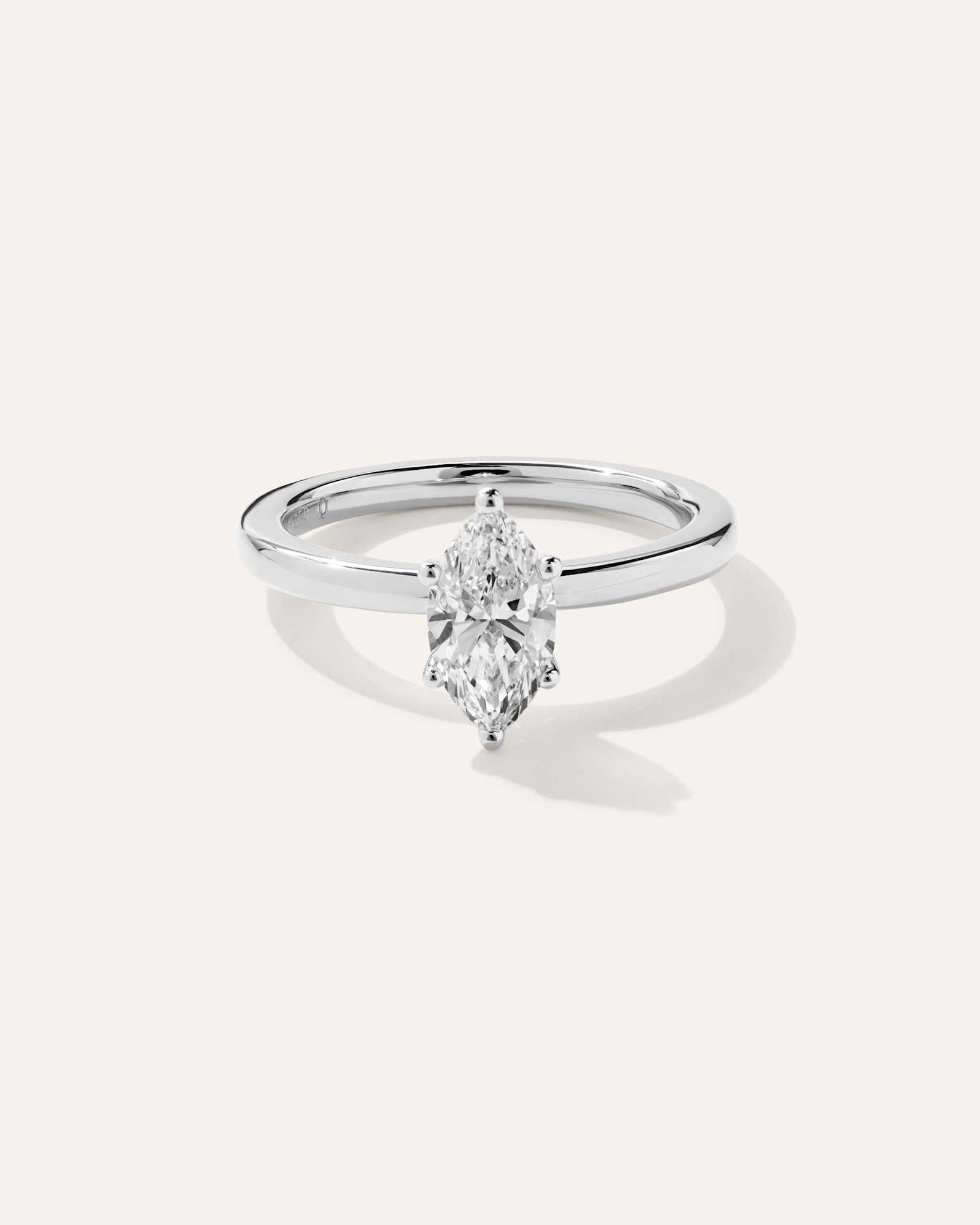 platinum Lab Grown Diamond Marquise Comfort Fit Engagement Ring - 1ct