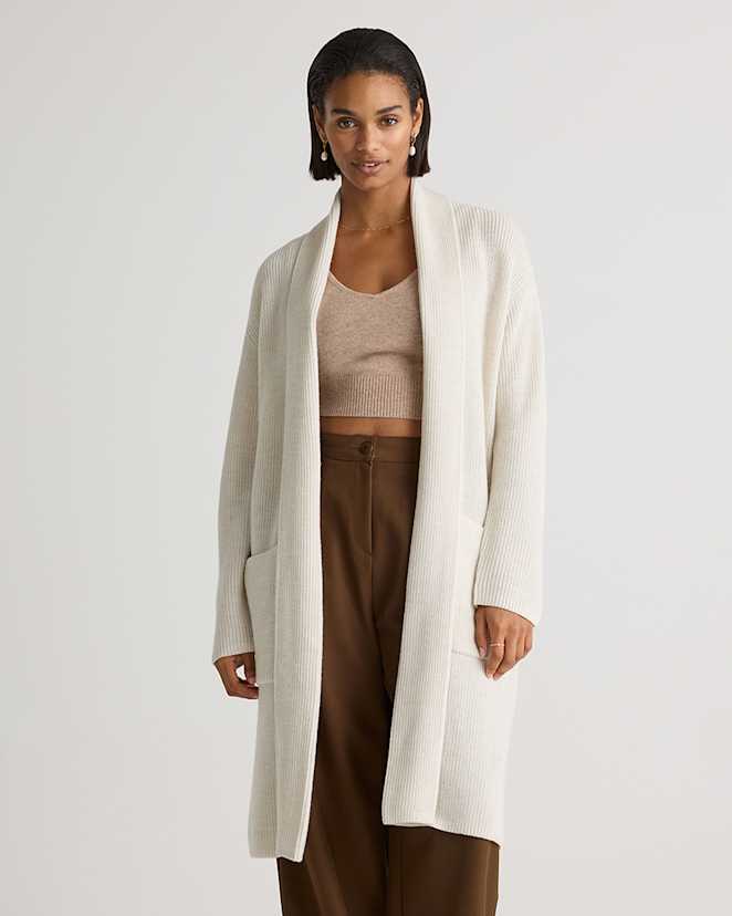 Heather Bone Australian Merino Wool Duster Cardigan
