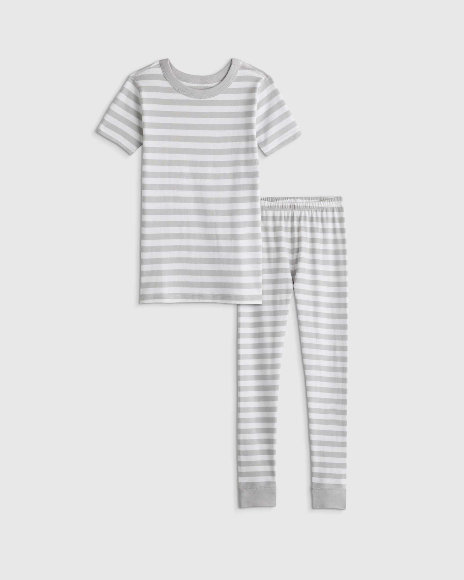 Grey Stripe 100% Organic Cotton Short Sleeve and Pant Pajama Set