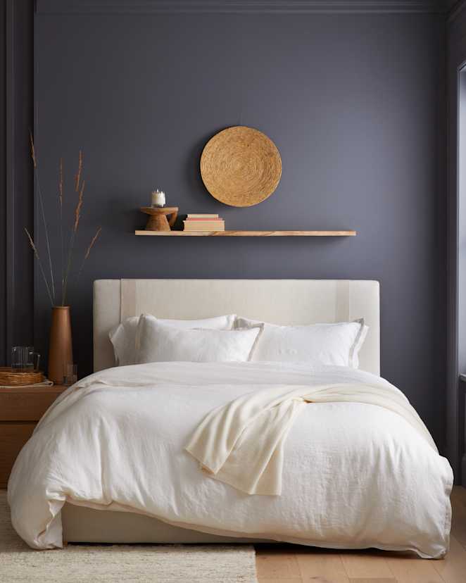 White/Sand European Linen Contrast Flange Deluxe Bedding Bundle