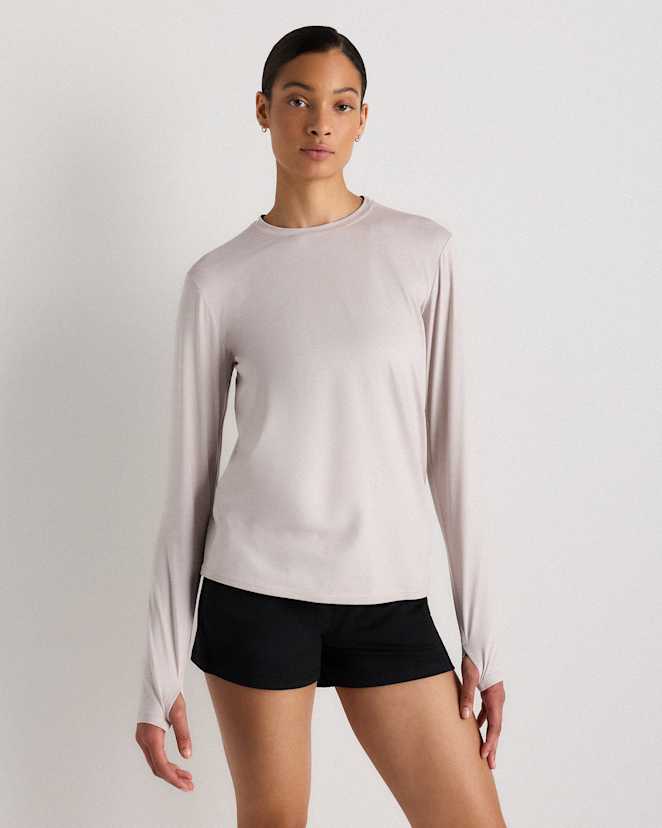 Heather Granite Grey Flowknit Breeze Long Sleeve Top