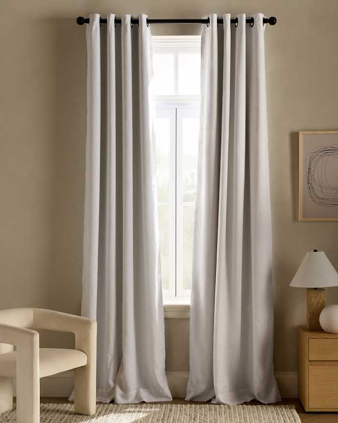 White European Linen Grommet Room Darkening Curtain
