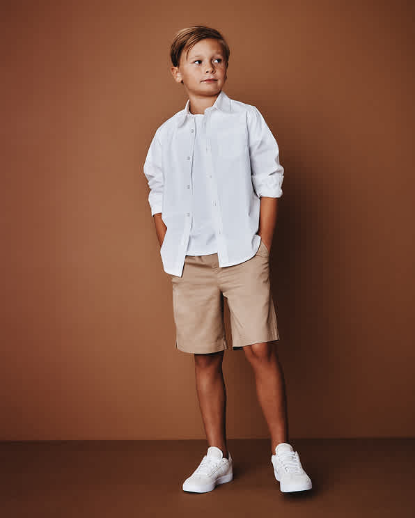 White 100% Organic Cotton Poplin Long Sleeve Button Down