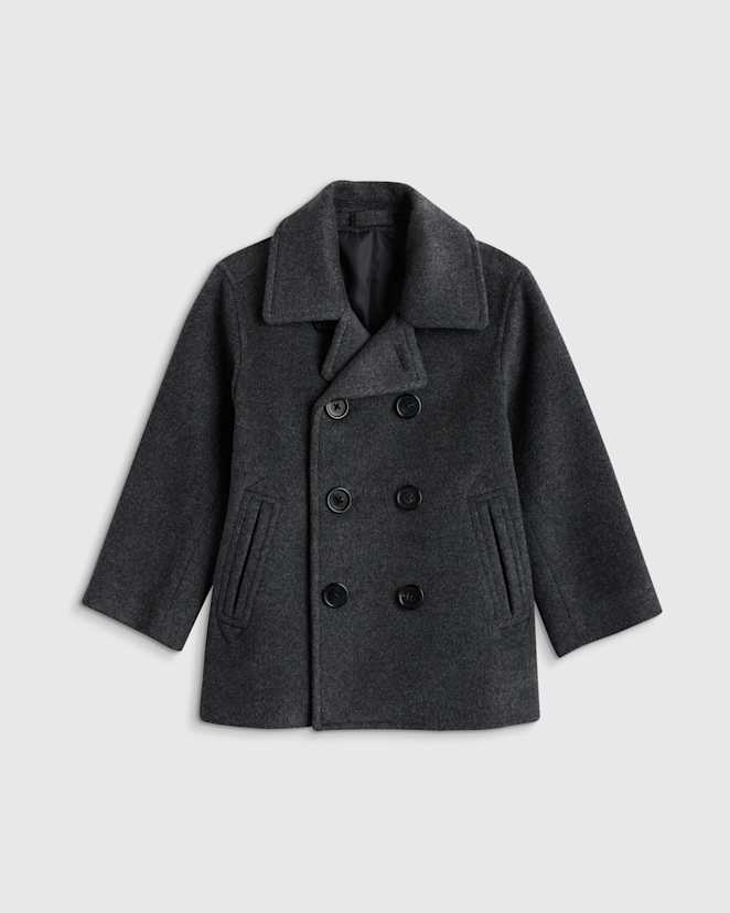Heather Charcoal Boys Wool Cashmere Peacoat