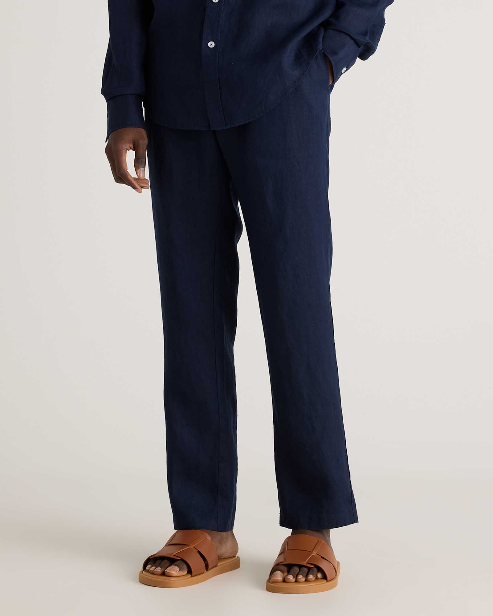 deep-navy 100% European Linen Pants
