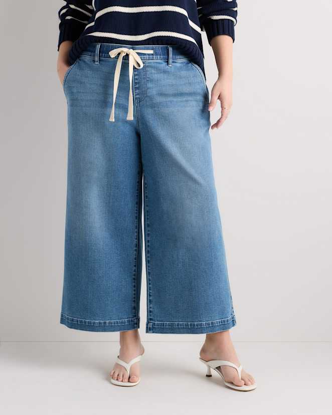 Seaside Blue Mia Wide Leg Crop Jeans
