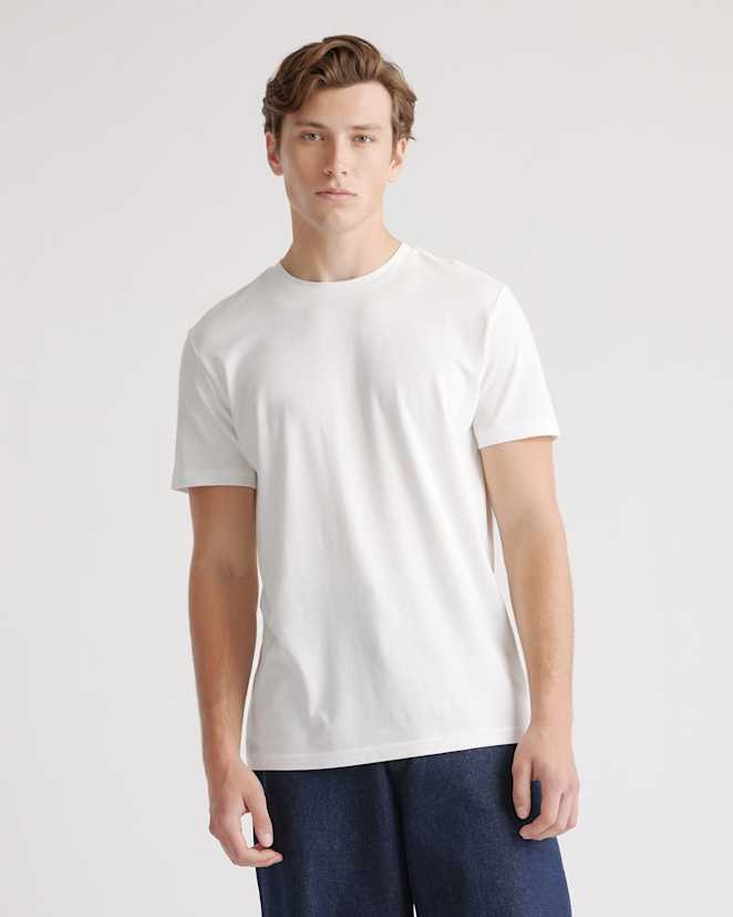 White Cotton Modal Crew Neck Tee