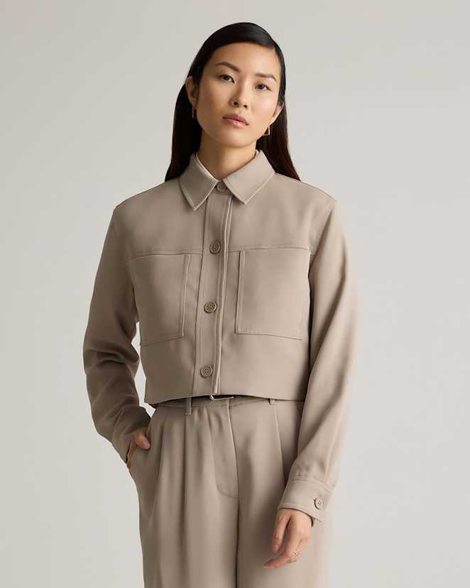 Morel Stretch Crepe Cropped Jacket