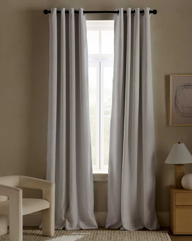 White European Linen Grommet True Blackout Curtain - Single Panel