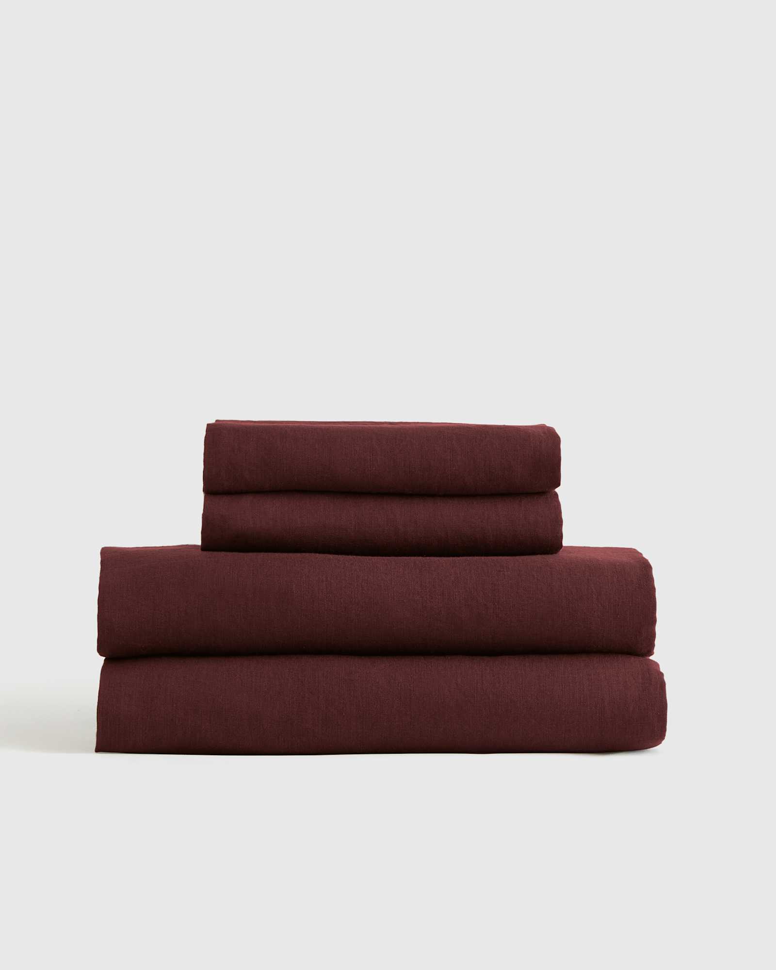 burgundy European Linen Sheet Set