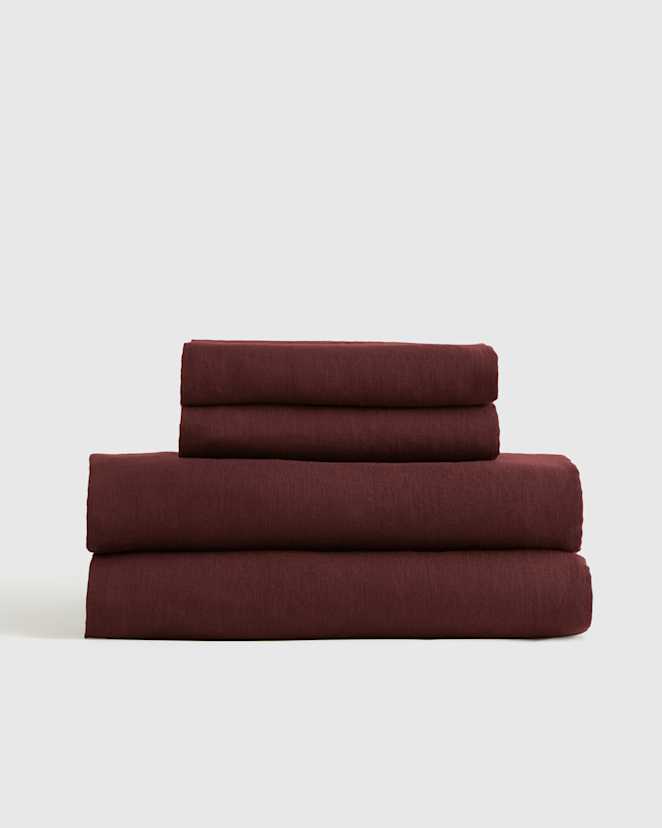 Burgundy Ensemble de draps en lin européen
