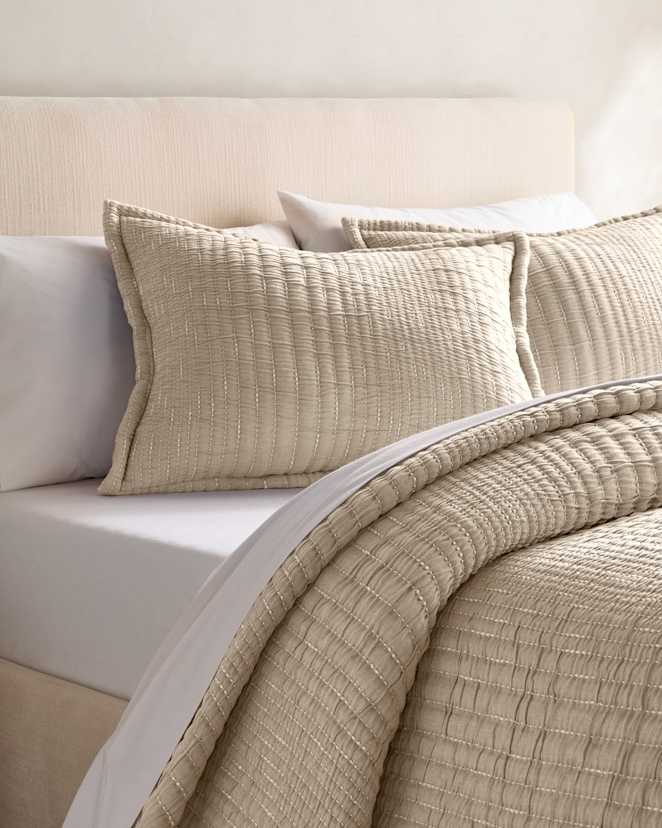 Sand Organic Cotton Channel Stitch Sham Set