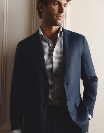 Deep Navy 100% European Linen Blazer