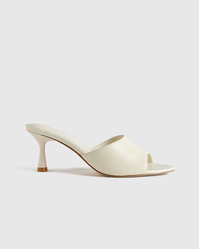 Bone Italian Leather 65mm Stiletto Mule