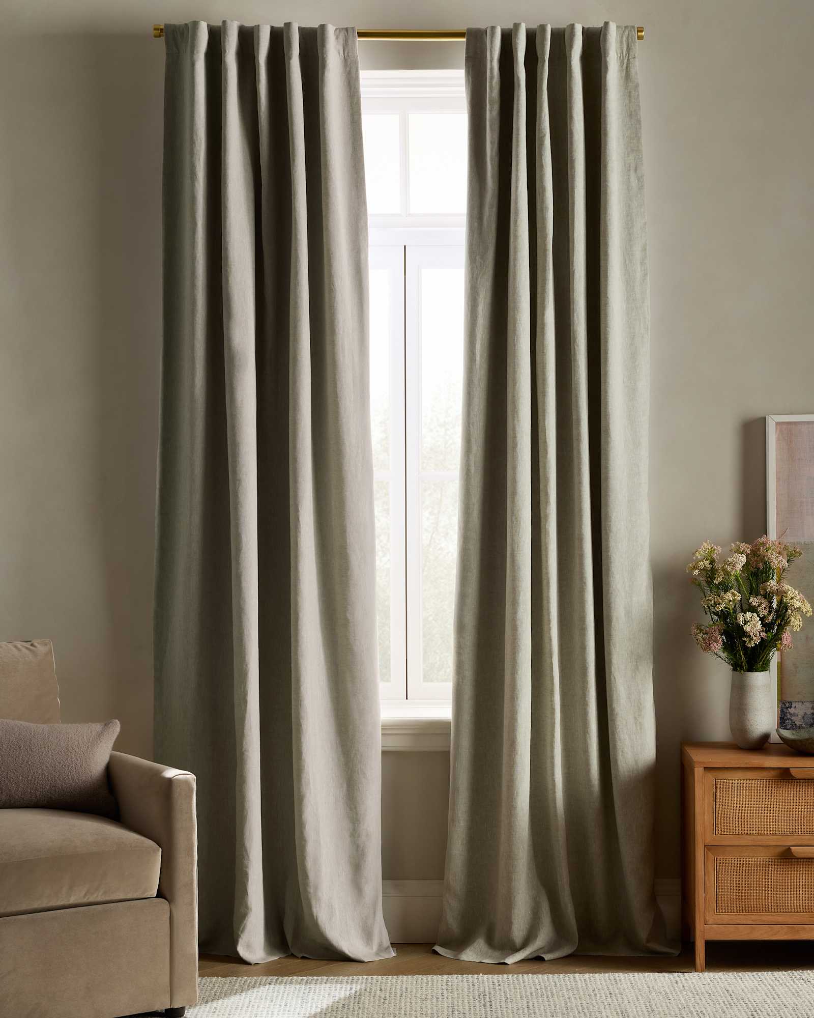 Sage European Linen Room Darkening Curtain - Single Panel