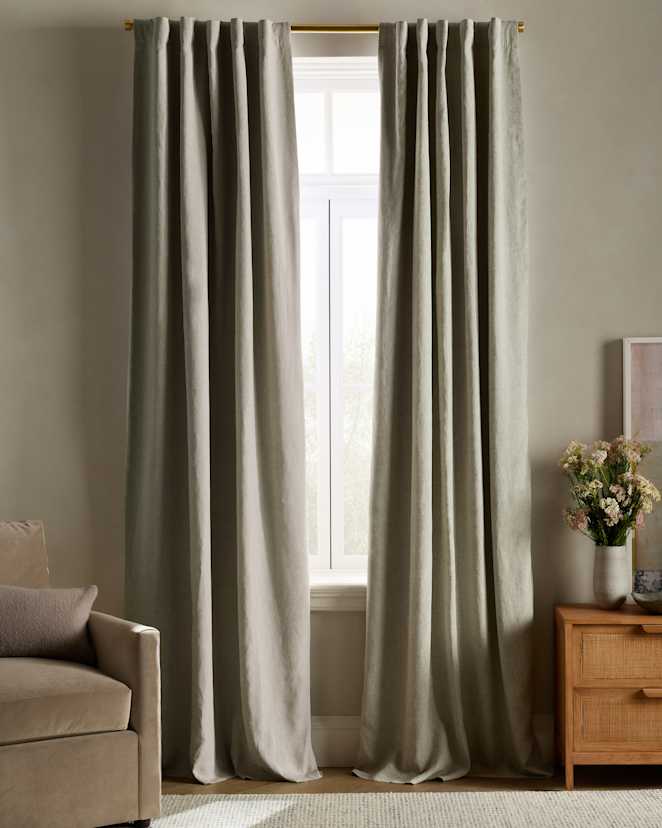 Sage European Linen Room Darkening Curtain