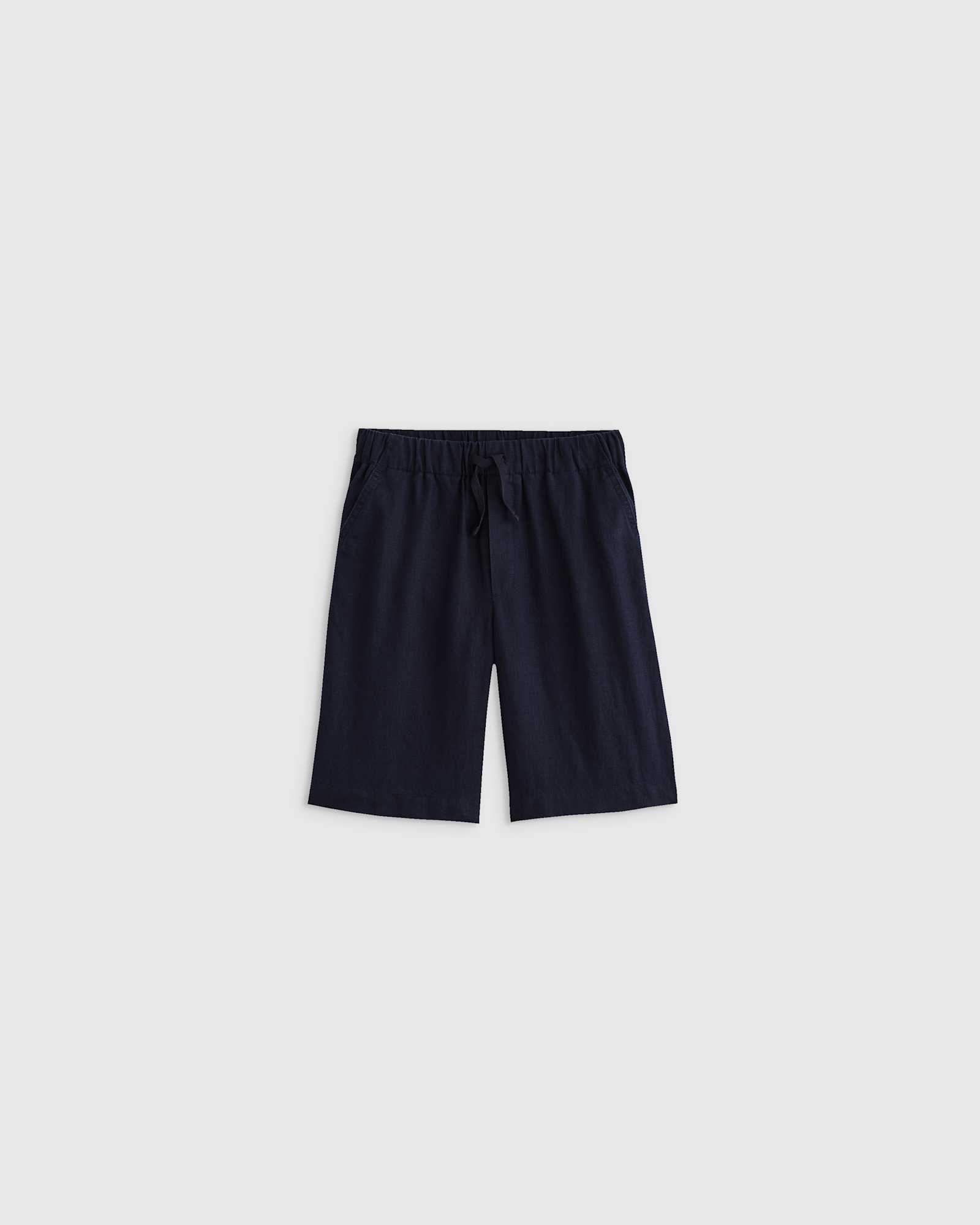 deep-navy 100% European Linen Pull-On Shorts