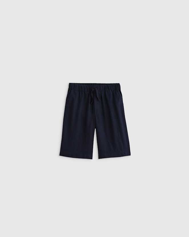 Deep Navy 100% European Linen Pull-On Shorts