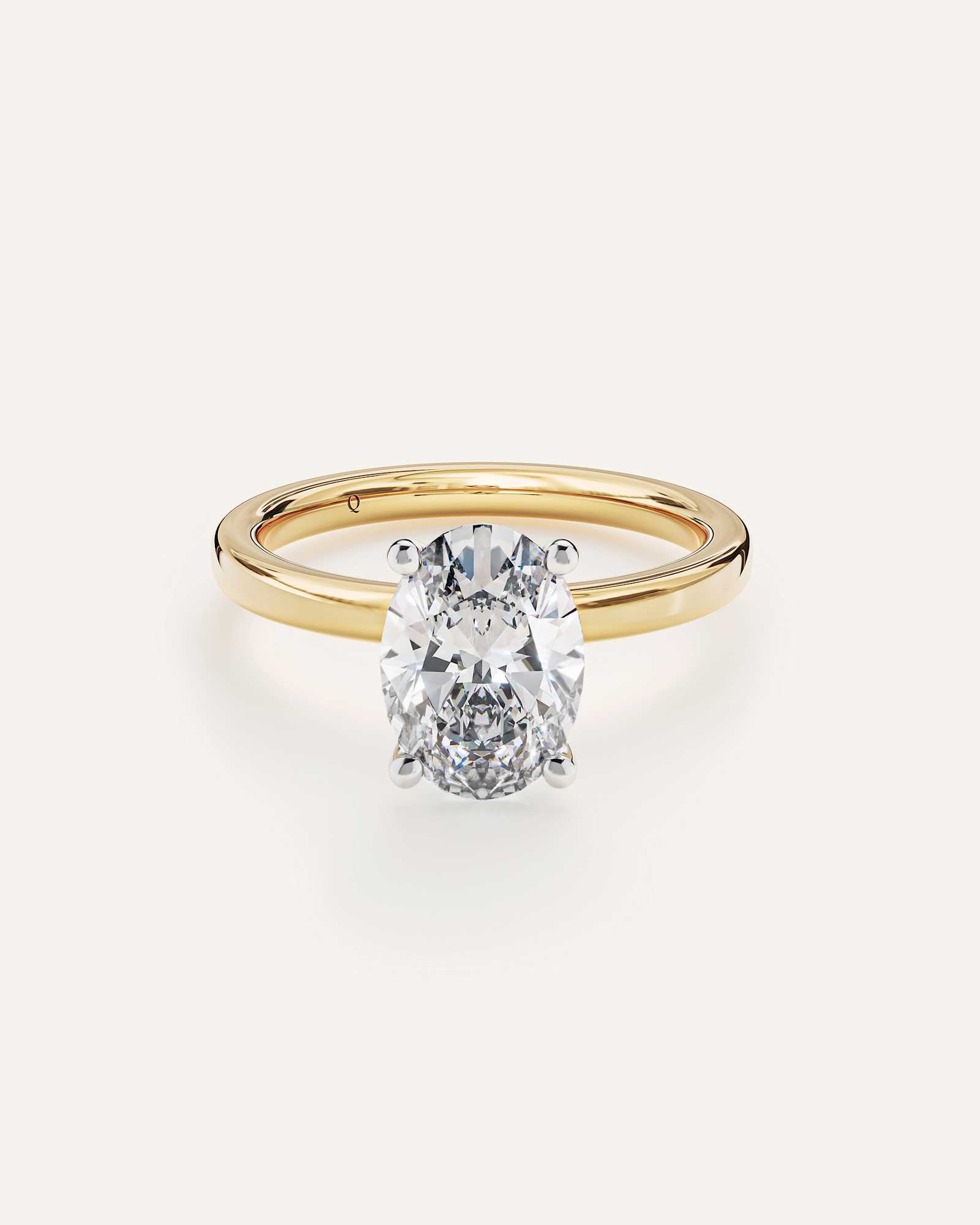 Yellow Gold Lab Grown Diamond Oval Comfort Fit Engagement Ring - 2ct