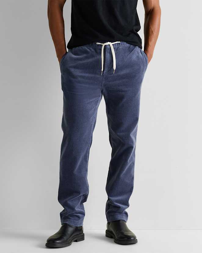 Storm Blue Organic Stretch Corduroy Drawstring Trousers