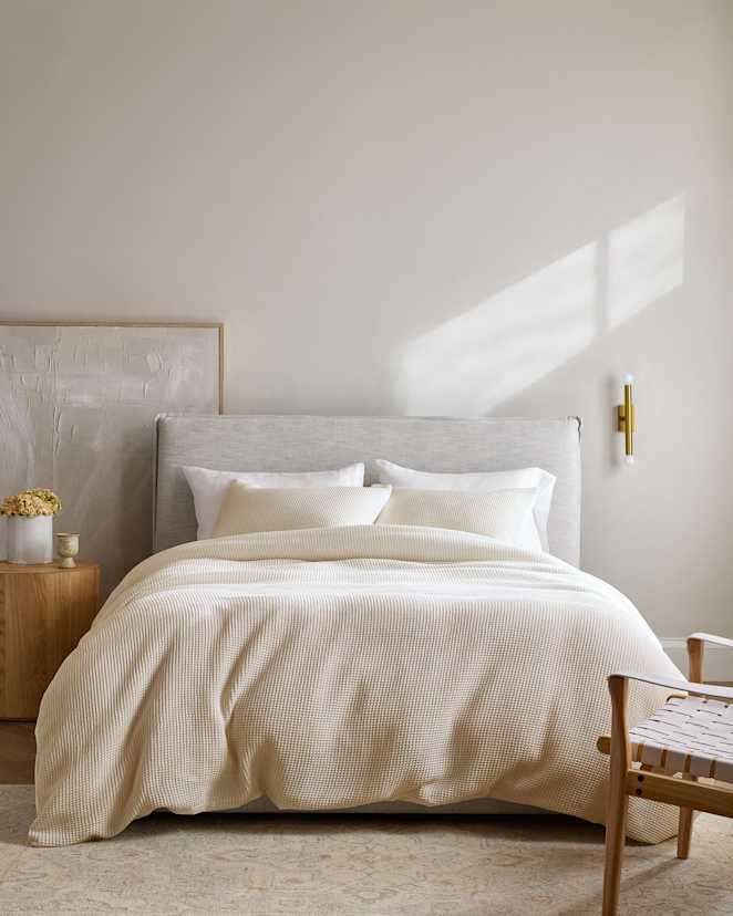 Undyed Organic Waffle Duvet Cover Set