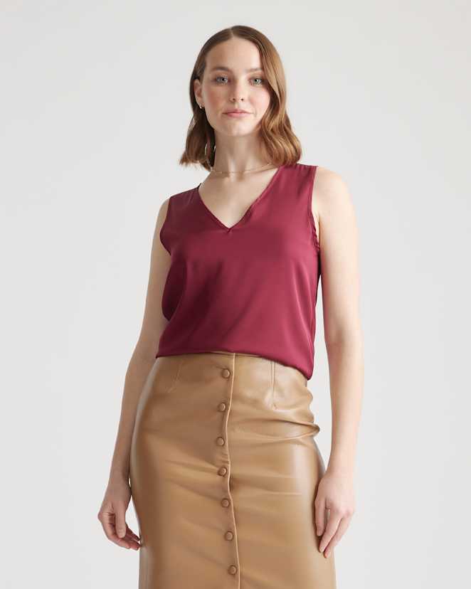 Burgundy Washable Stretch Silk Tank