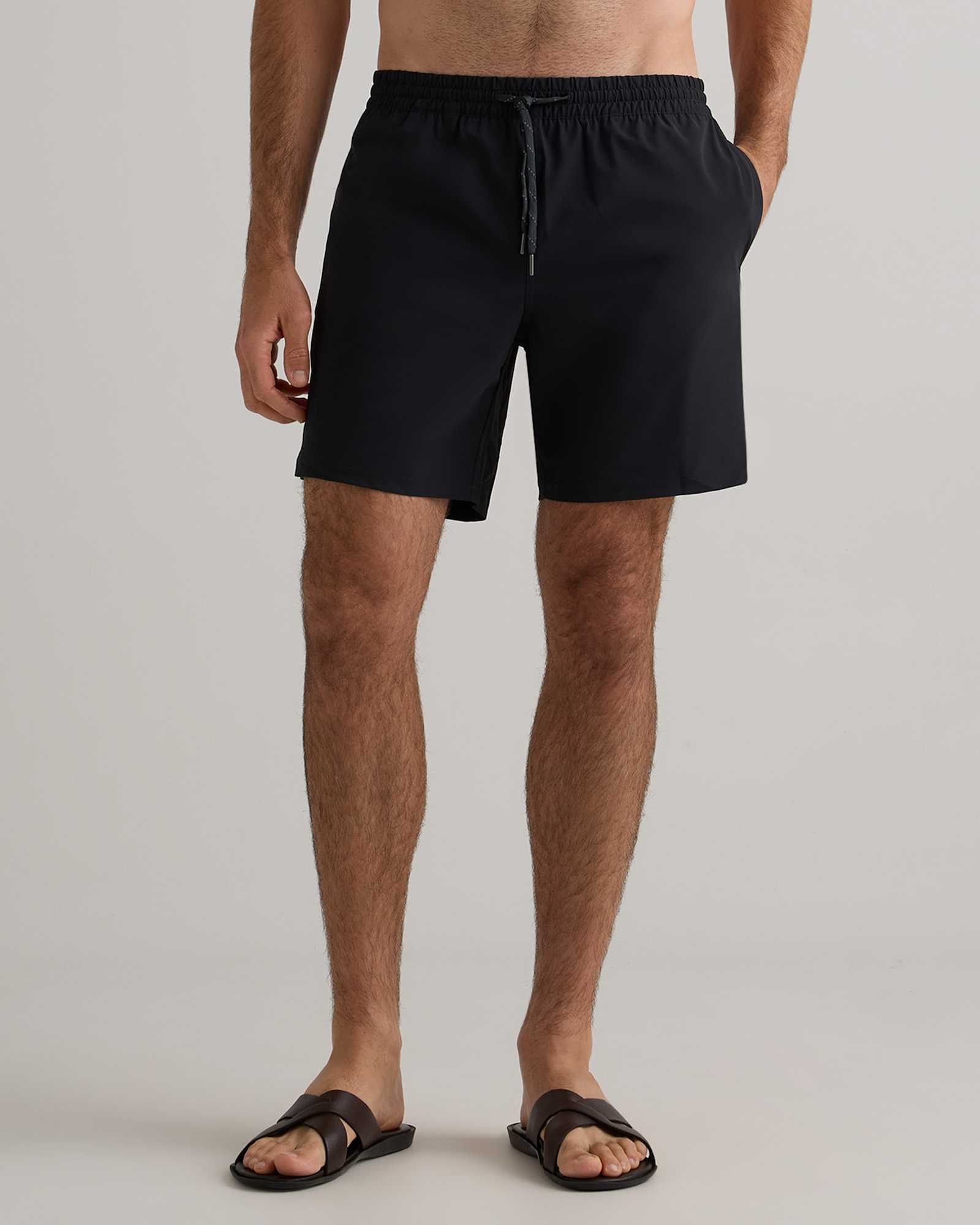 Black Italian Swim Trunks - 7"