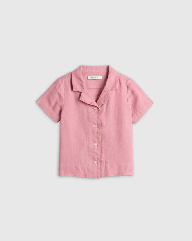 Mauve Mist 100% European Linen Short Sleeve Camp Shirt