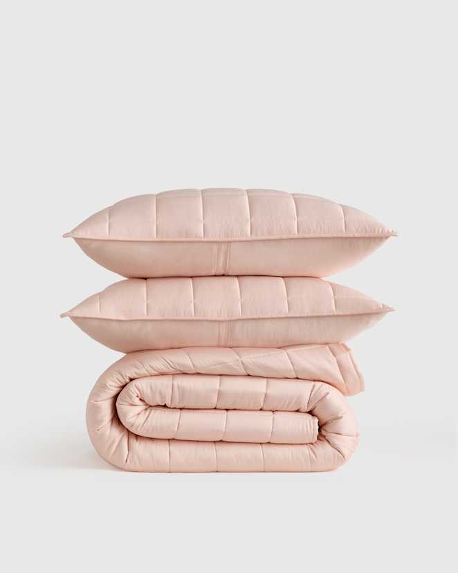 Soft Pink Bamboo Box Quilt Set