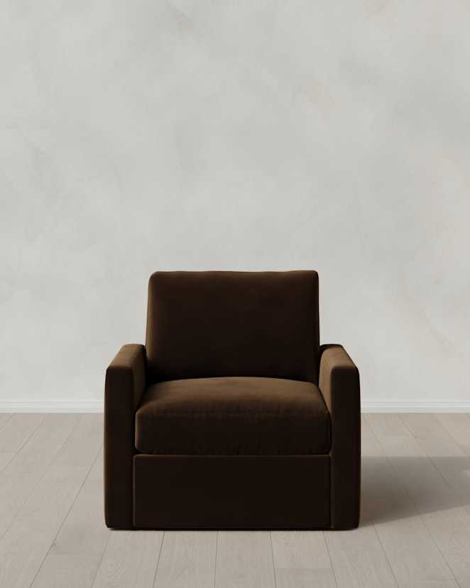 Java Brennan Swivel Chair in Performance Velvet