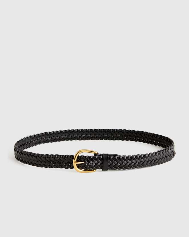 Black Josie European Leather Braided Belt