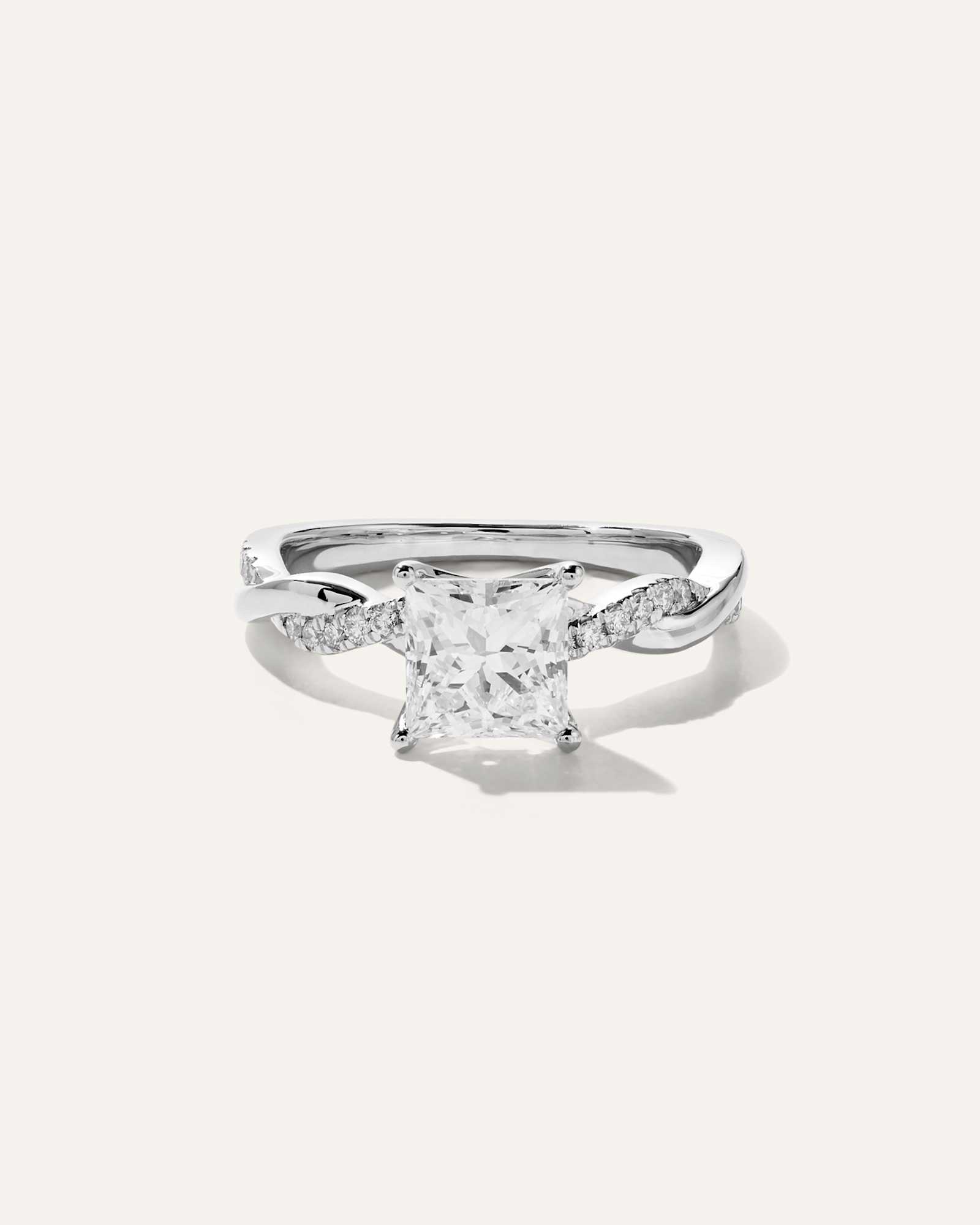 Platinum Lab Grown Diamond Princess Twisted Engagement Ring - 1.5ct