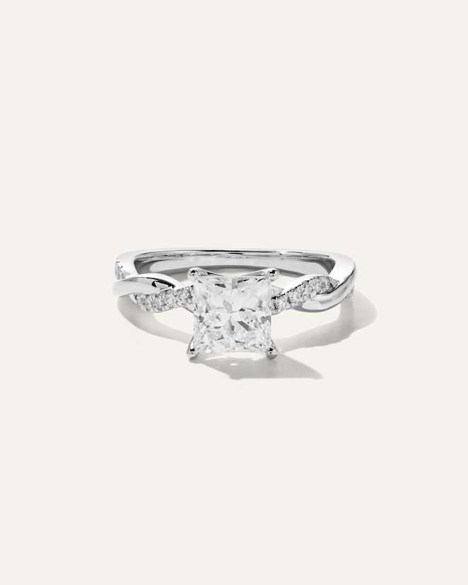 Platinum Lab Grown Diamond Princess Twisted Engagement Ring - 1.5ct