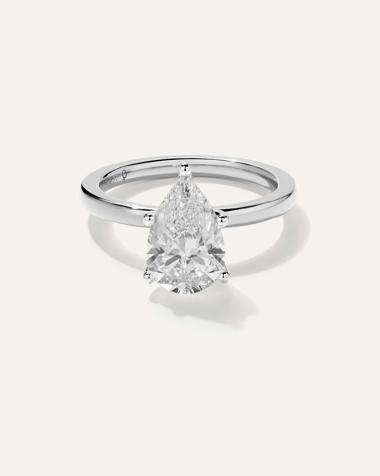 Platinum Lab Grown Diamond Pear Comfort Fit Engagement Ring - 2.5ct