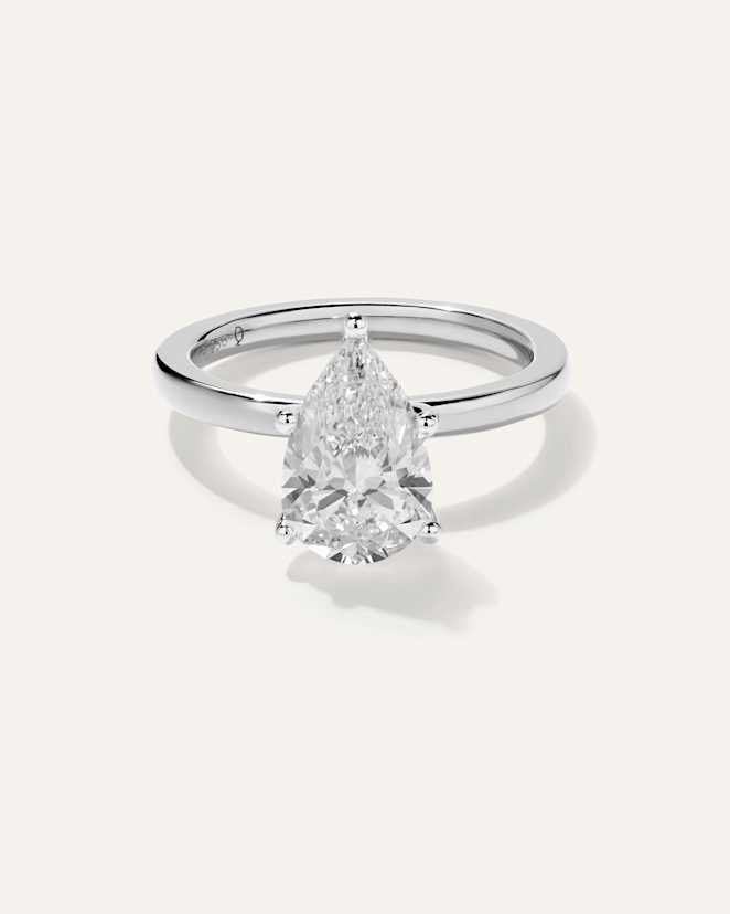 White Gold Lab Grown Diamond Pear Comfort Fit Engagement Ring - 2.5ct